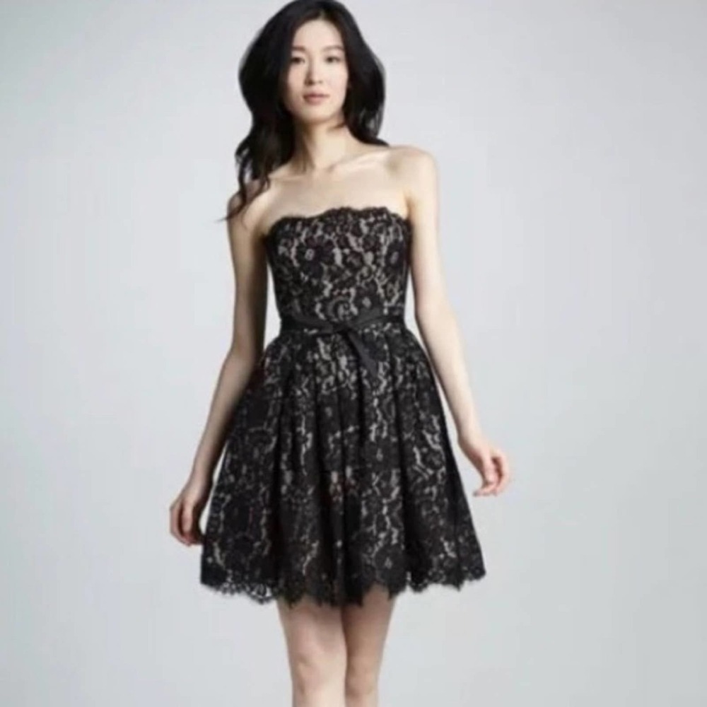 Neiman Marcus‎ x Target Robert Rodriguez black lace strapless skater Dress sz 14
